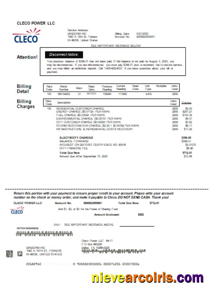 Louisiana Cleco Power electricity utility business bill